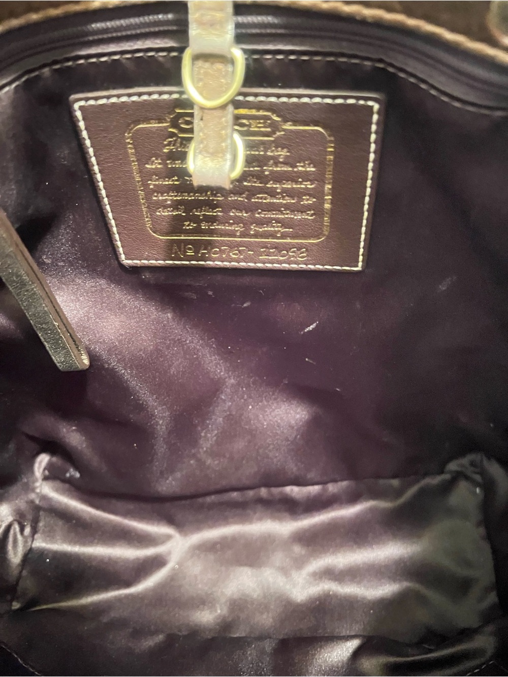 Coach Vintage y2k Brown and Gold Signature Stripe Metallic Copper Tote - Picture 6 of 11